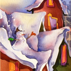 Snowman on a roof | Price: $500 | 8x8
